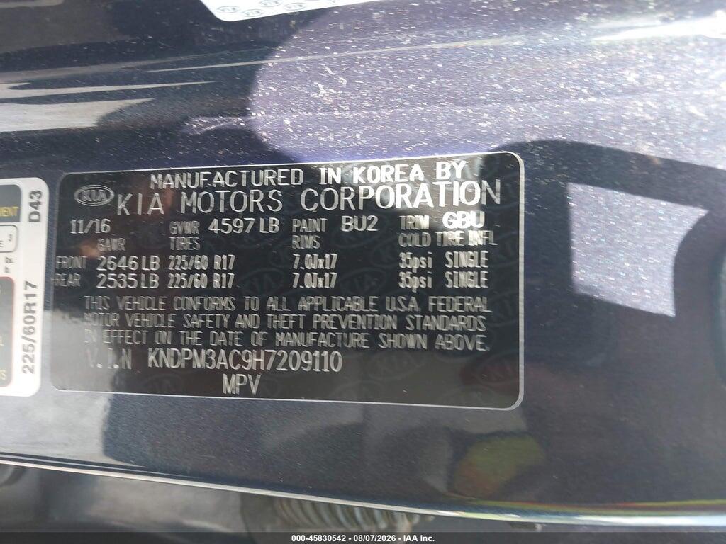 KNDPM3AC9H7209110 2017 KIA SPORTAGE photo no. 9