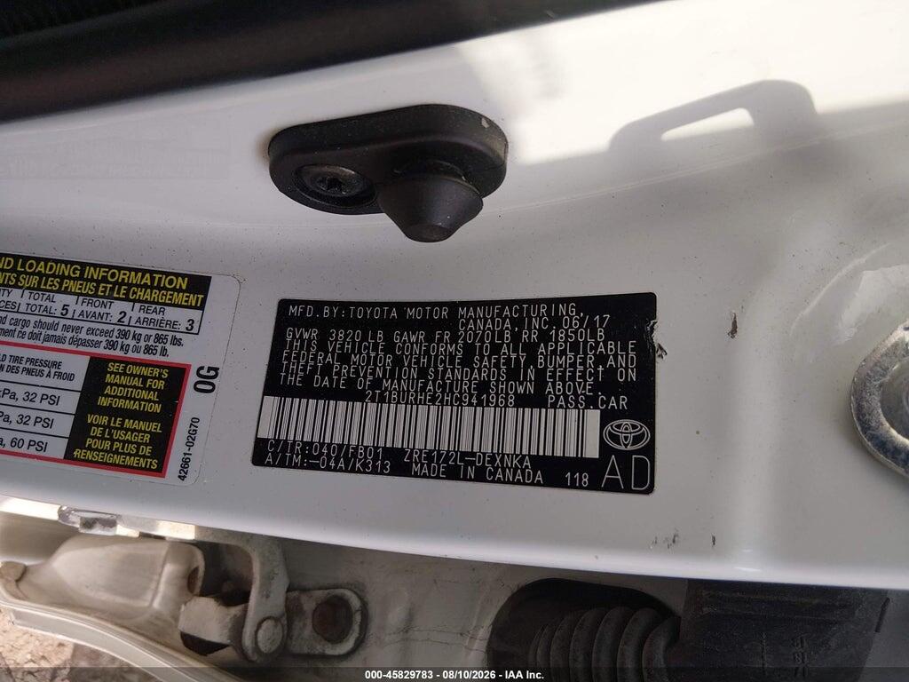 2T1BURHE2HC941968 2017 TOYOTA COROLLA photo no. 9