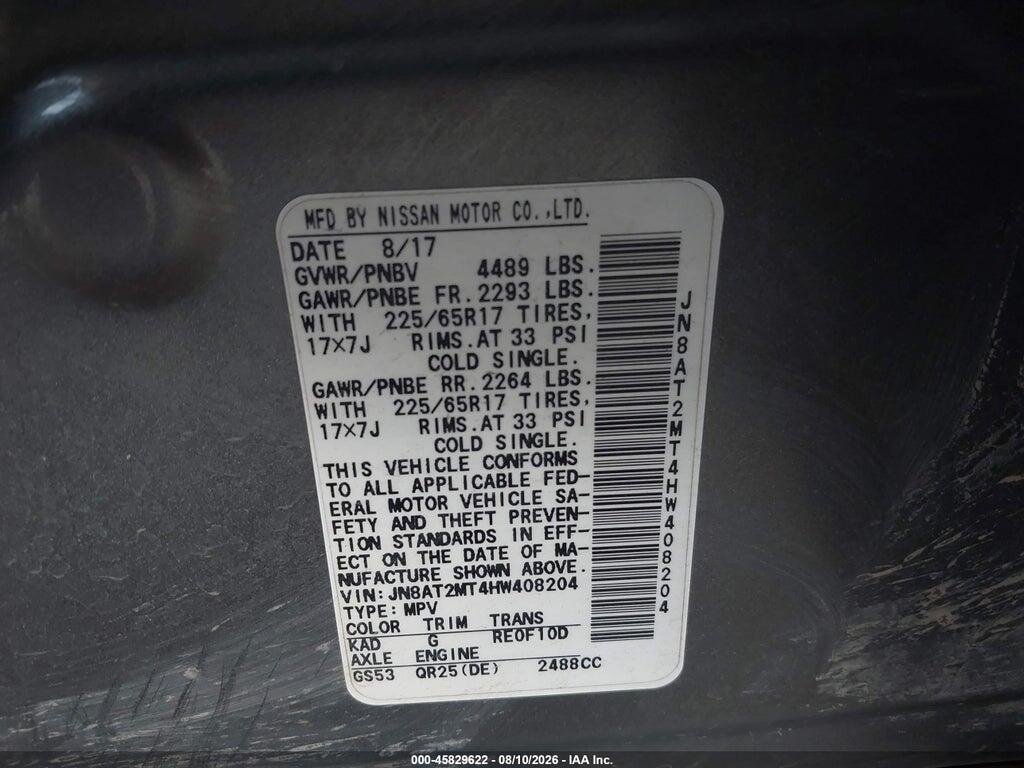 JN8AT2MT4HW408204 2017 NISSAN ROGUE photo no. 9