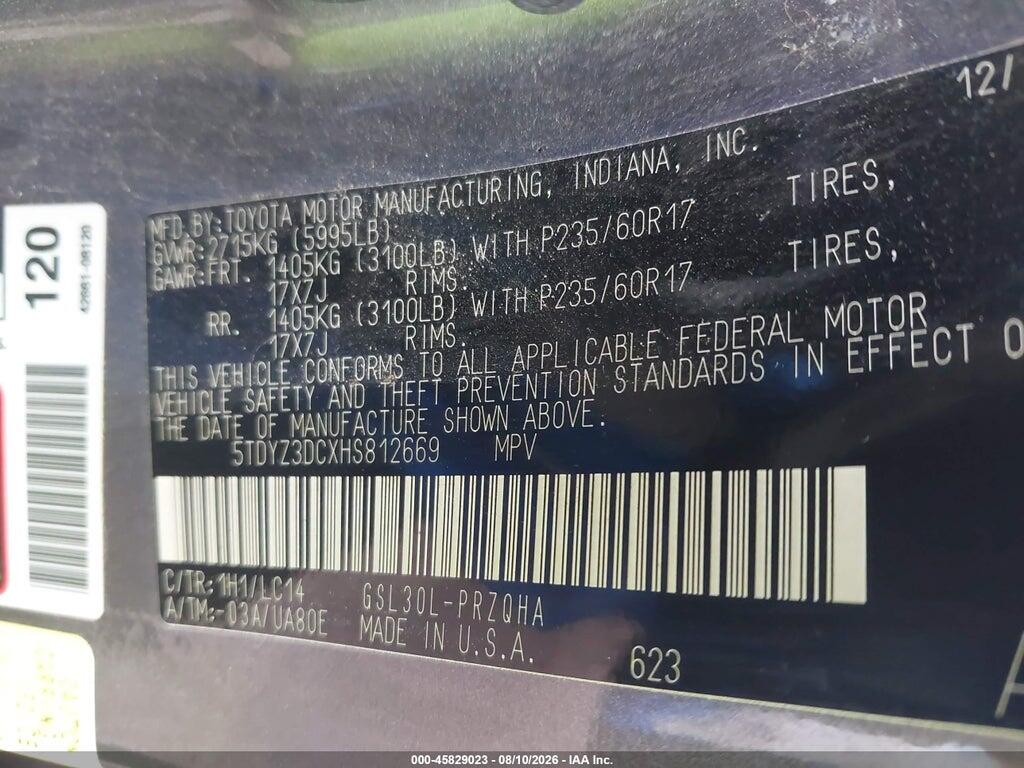 5TDYZ3DCXHS812669 2017 TOYOTA SIENNA photo no. 9
