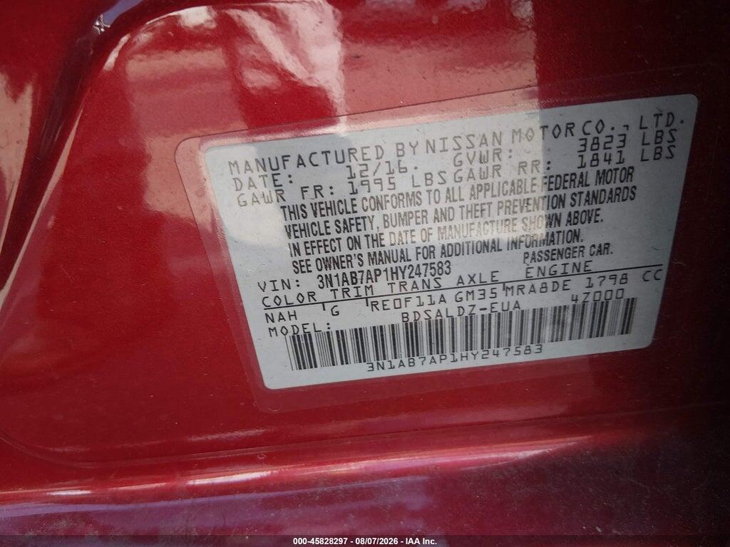 3N1AB7AP1HY247583 2017 NISSAN SENTRA photo no. 9