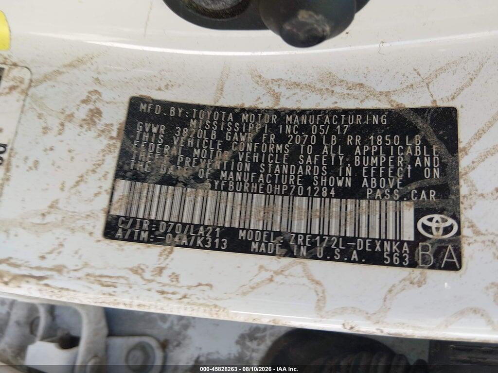 5YFBURHE0HP701284 2017 TOYOTA COROLLA photo no. 9