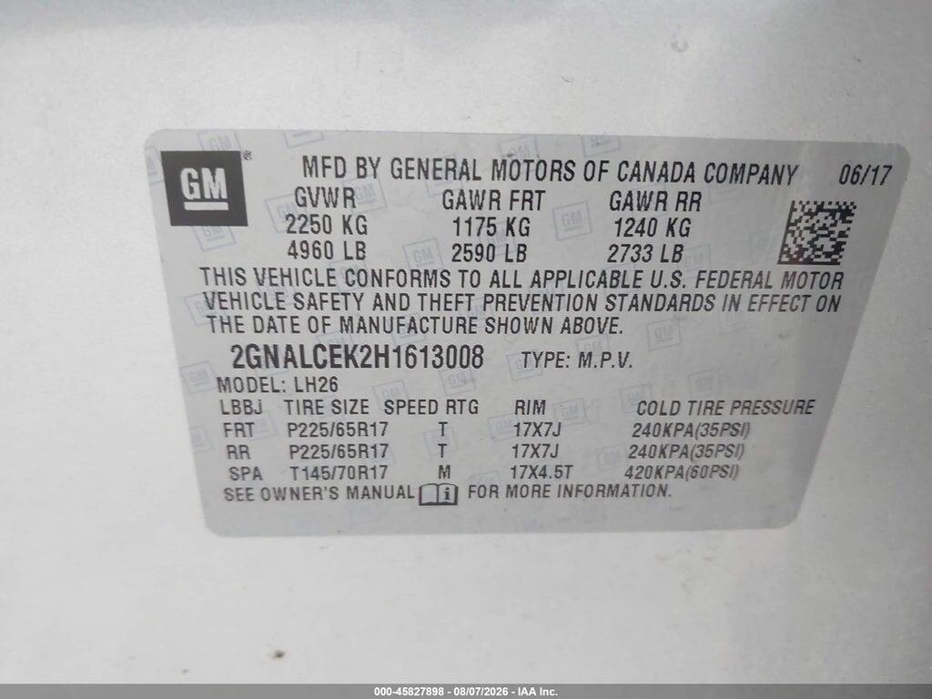 2GNALCEK2H1613008 2017 CHEVROLET EQUINOX photo no. 9