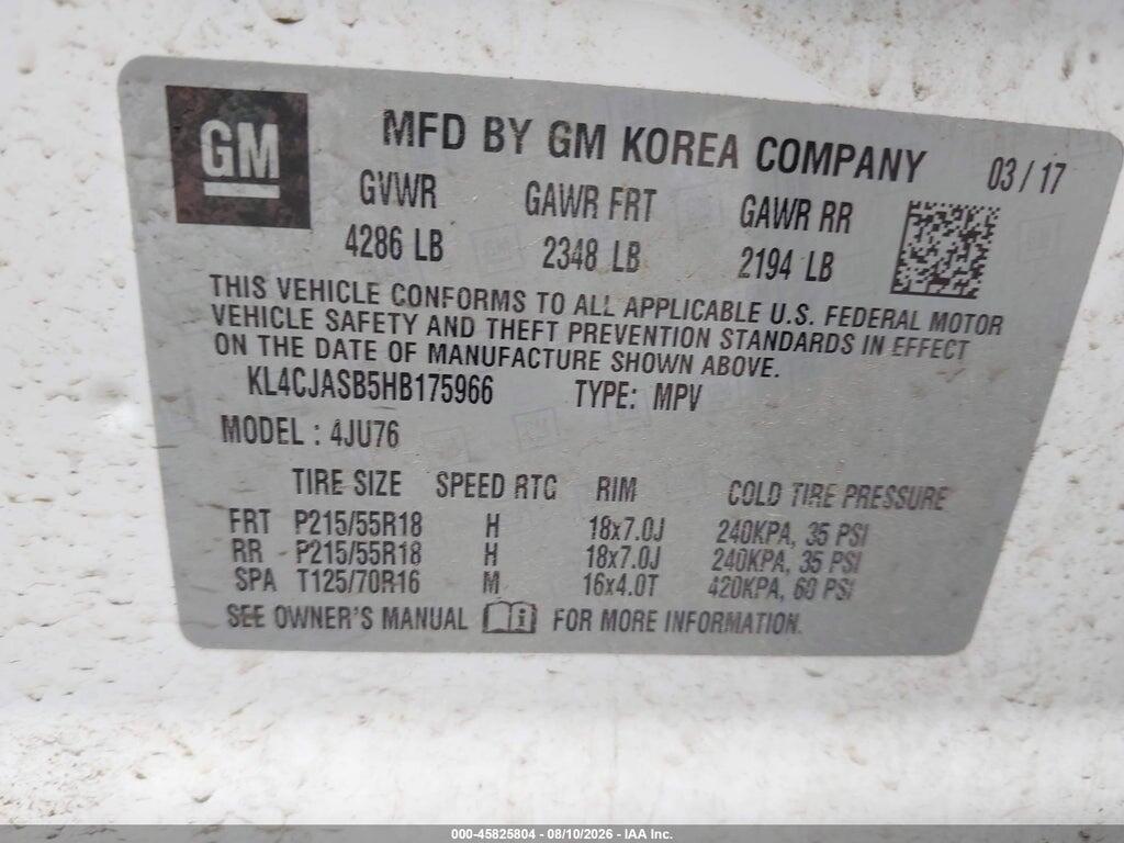 KL4CJASB5HB175966 2017 BUICK ENCORE photo no. 9