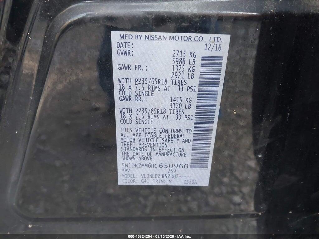 5N1DR2MM6HC650960 2017 NISSAN PATHFINDER photo no. 9