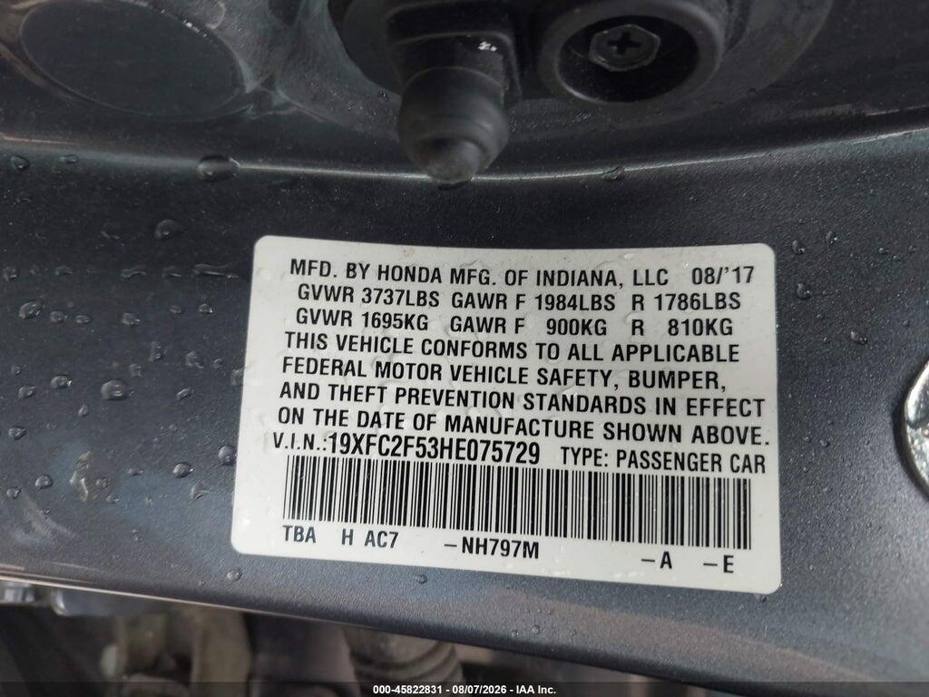 19XFC2F53HE075729 2017 HONDA CIVIC photo no. 9