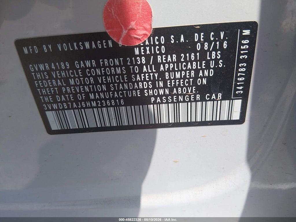 3VWDB7AJ6HM236816 2017 VOLKSWAGEN JETTA photo no. 9