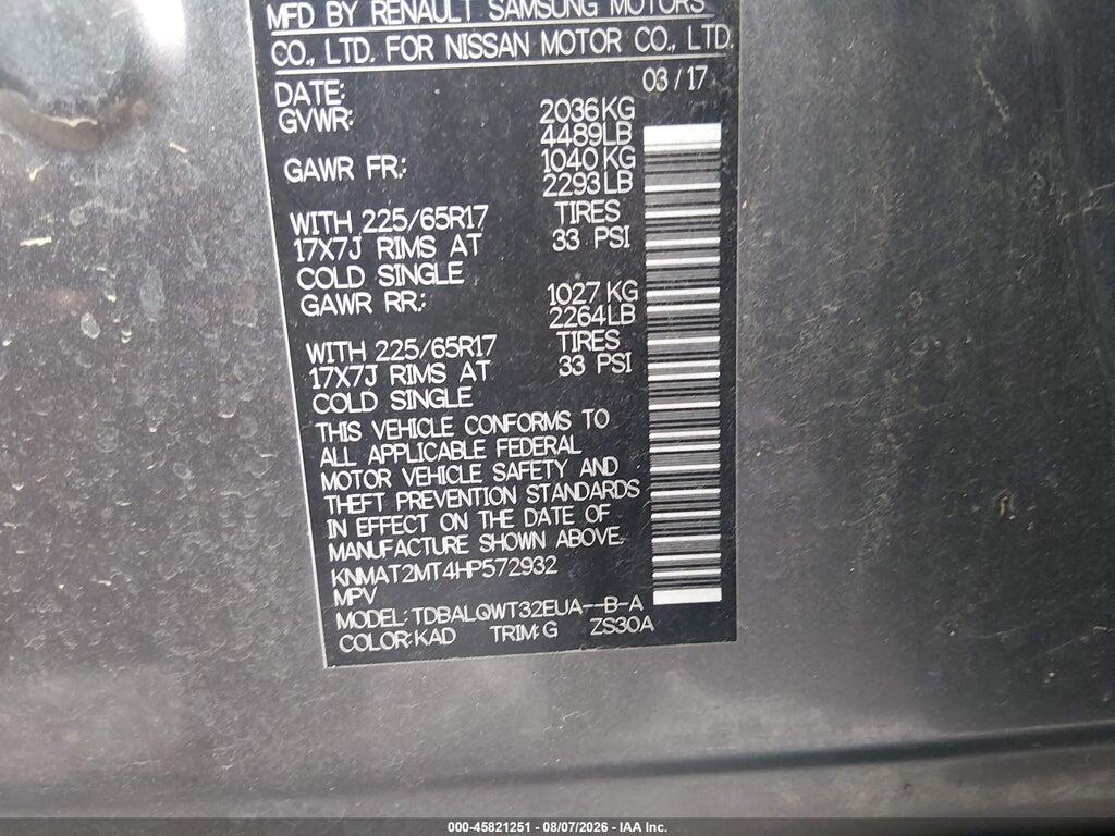 KNMAT2MT4HP572932 2017 NISSAN ROGUE photo no. 9