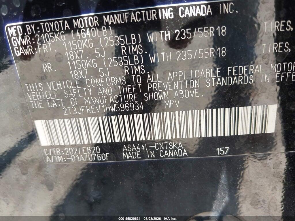 2T3JFREV1HW596934 2017 TOYOTA RAV4 photo no. 9