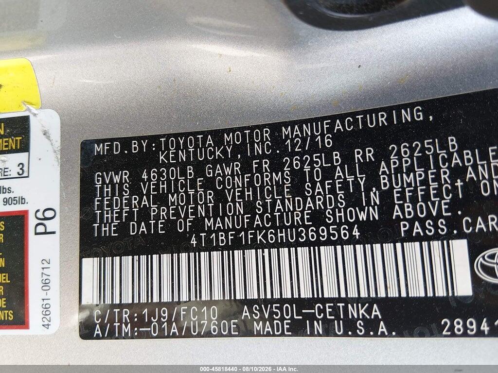 4T1BF1FK6HU369564 2017 TOYOTA CAMRY photo no. 9