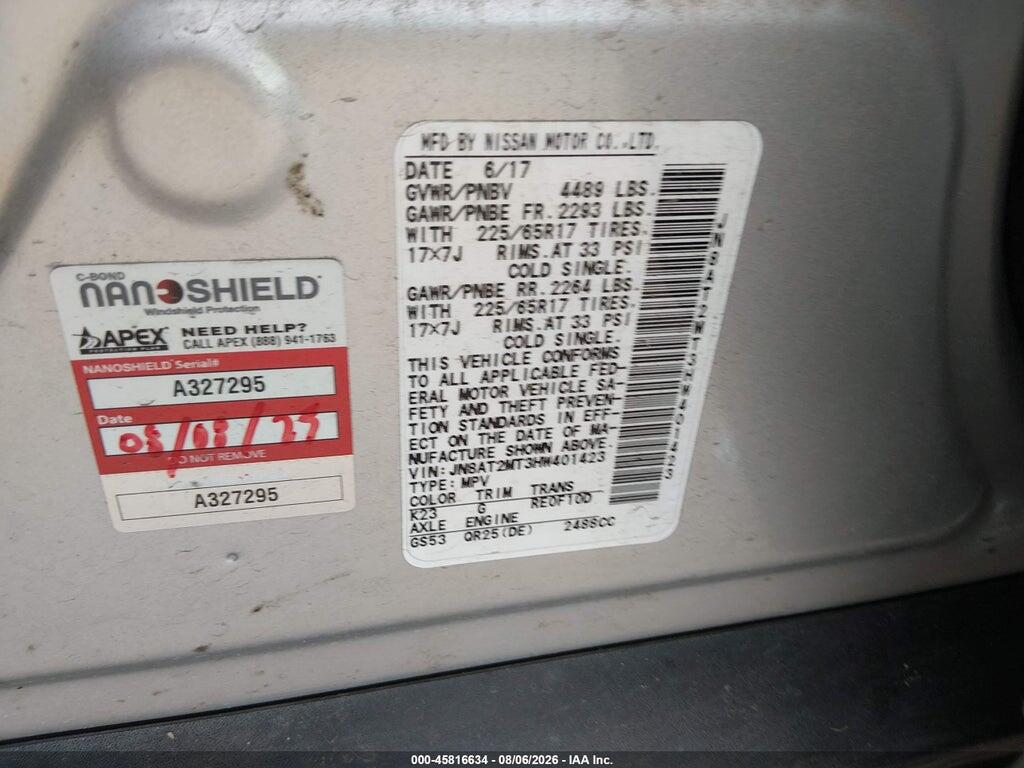 JN8AT2MT3HW401423 2017 NISSAN ROGUE photo no. 9