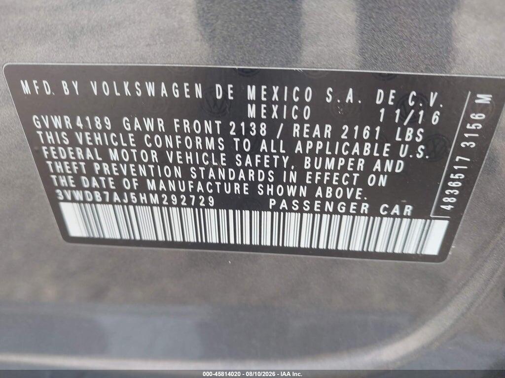 3VWDB7AJ5HM292729 2017 VOLKSWAGEN JETTA photo no. 9