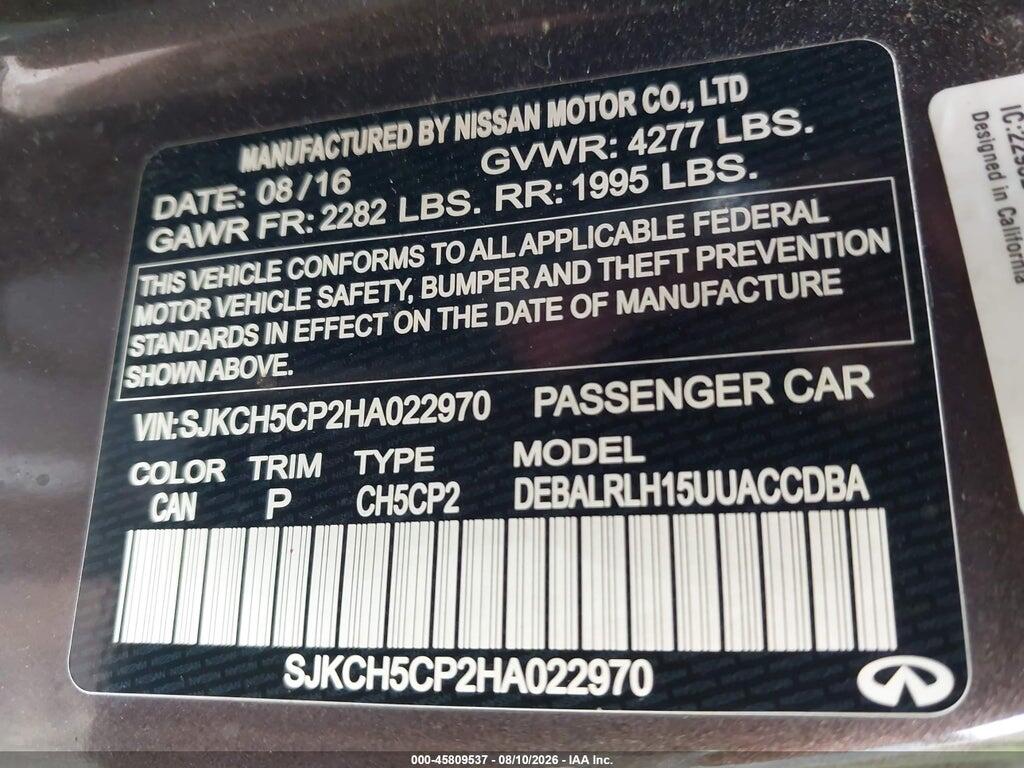 SJKCH5CP2HA022970 2017 INFINITI QX30 photo no. 9