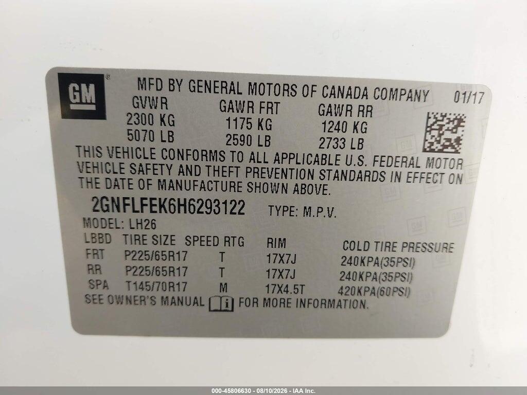 2GNFLFEK6H6293122 2017 CHEVROLET EQUINOX photo no. 9