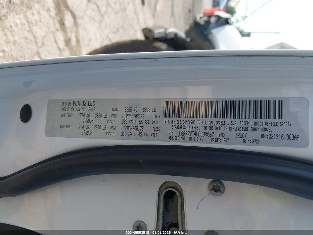 1C6RR7YT4HS690007 2017 RAM 1500 photo no. 9