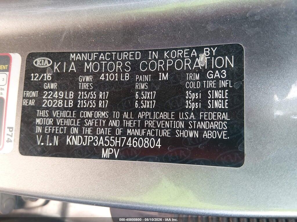 KNDJP3A55H7460804 2017 KIA SOUL photo no. 9