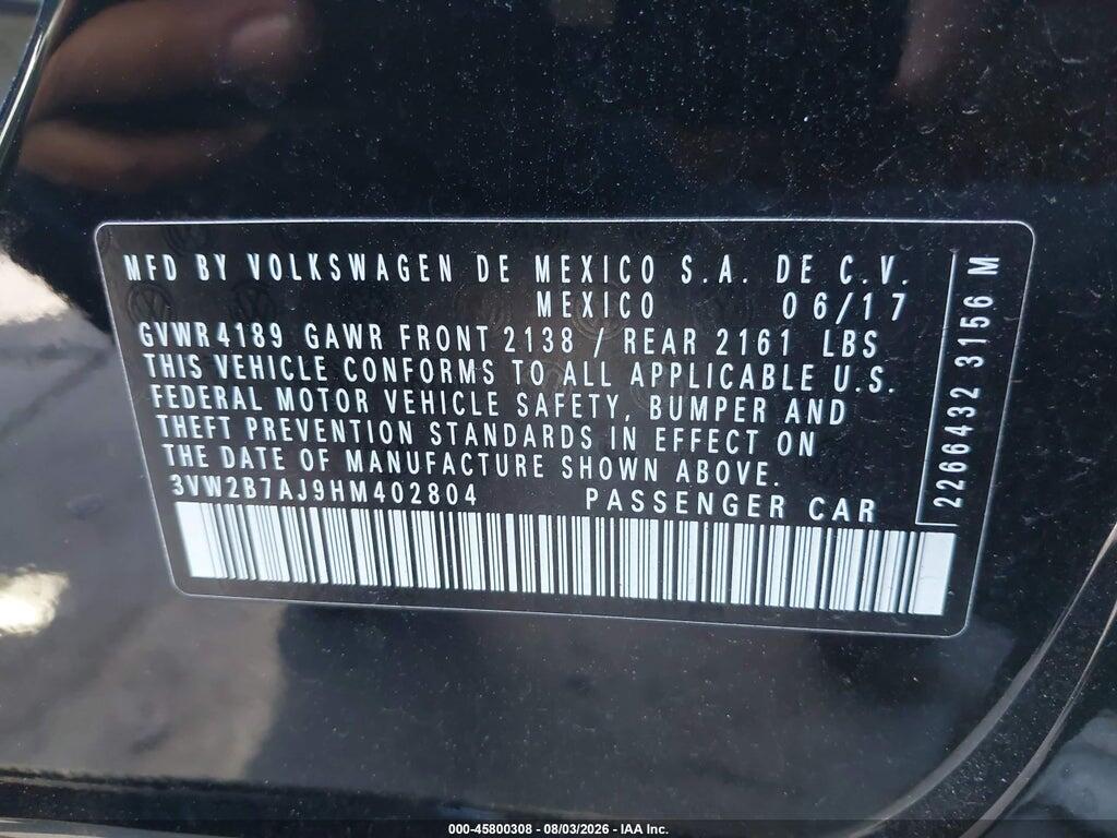 3VW2B7AJ9HM402804 2017 VOLKSWAGEN JETTA photo no. 9