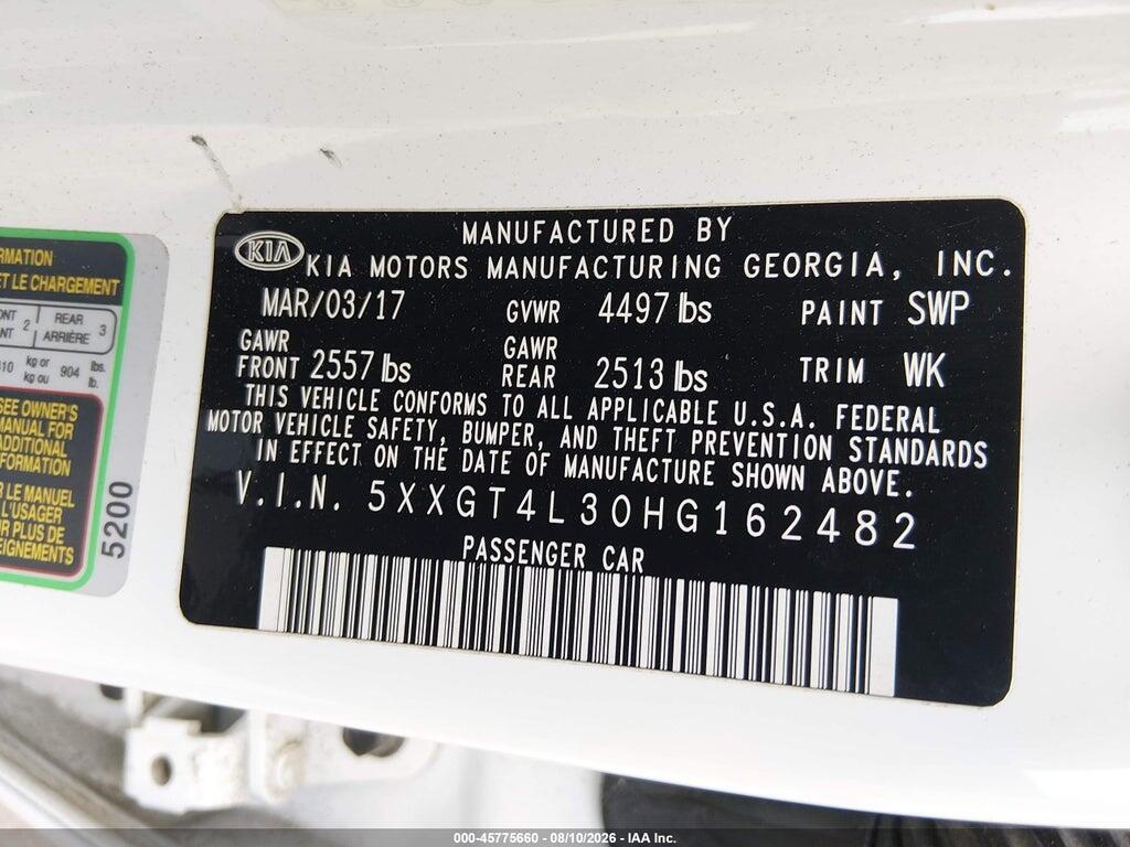 5XXGT4L30HG162482 2017 KIA OPTIMA photo no. 9