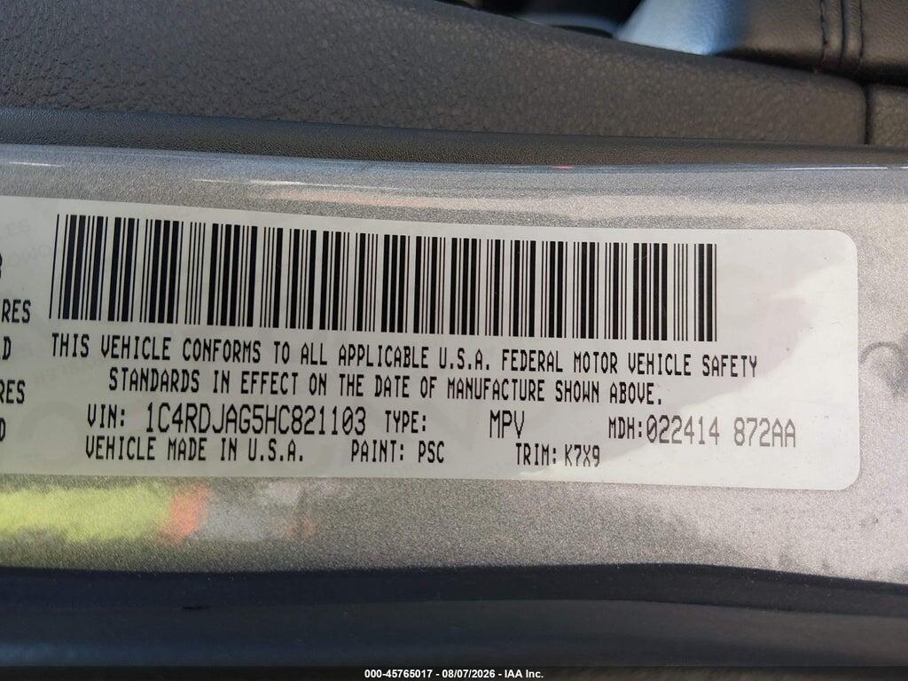 1C4RDJAG5HC821103 2017 DODGE DURANGO photo no. 9