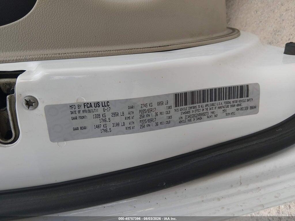 2C4RDGBG2HR809273 2017 DODGE GRAND CARAVAN photo no. 9