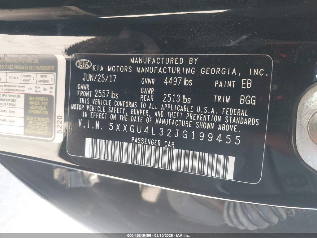 5XXGU4L32JG199455 2018 KIA OPTIMA photo no. 9