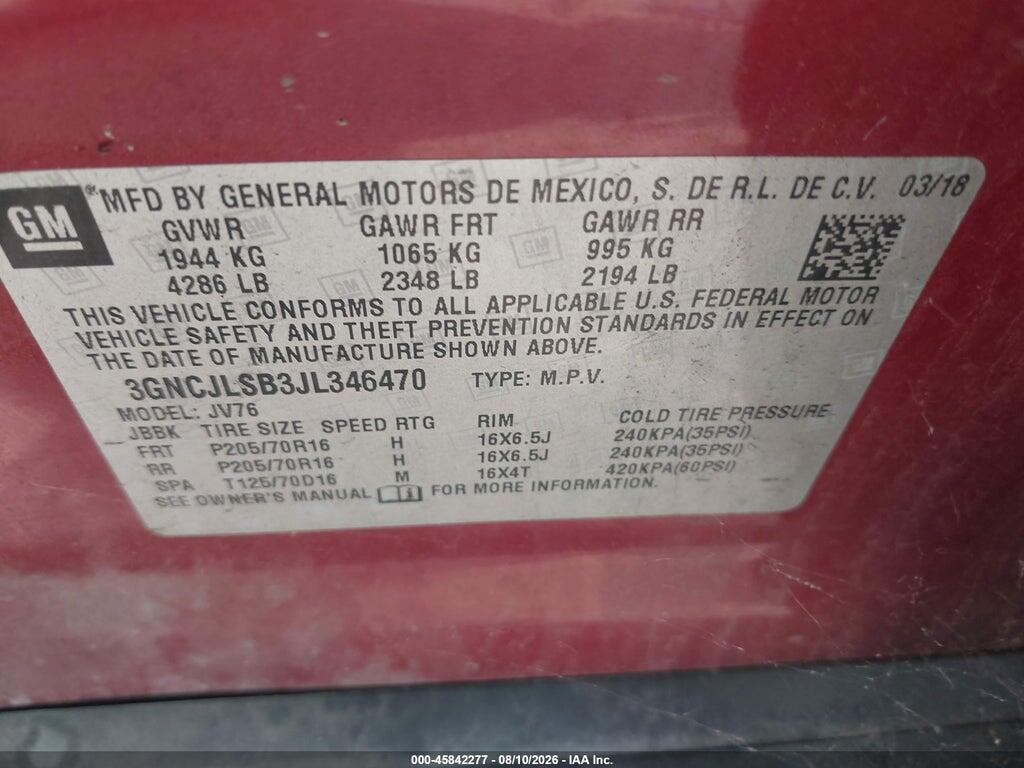 3GNCJLSB3JL346470 2018 CHEVROLET TRAX photo no. 9