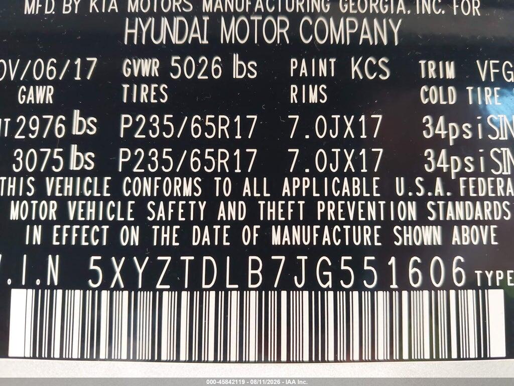 5XYZTDLB7JG551606 2018 HYUNDAI SANTA FE SPORT photo no. 9