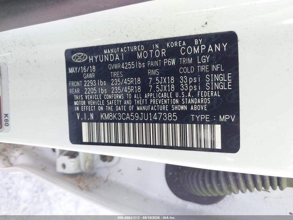 KM8K3CA59JU147385 2018 HYUNDAI KONA photo no. 9