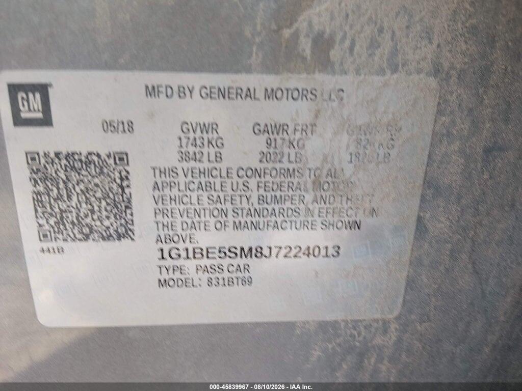 1G1BE5SM8J7224013 2018 CHEVROLET CRUZE photo no. 9