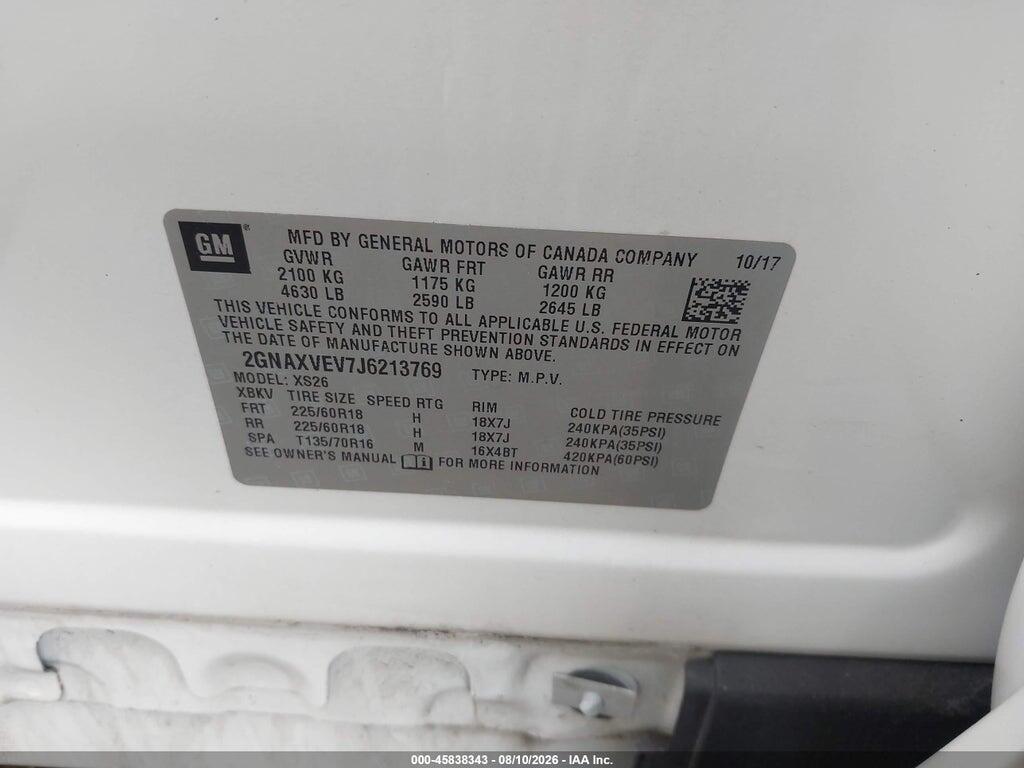 2GNAXVEV7J6213769 2018 CHEVROLET EQUINOX photo no. 9