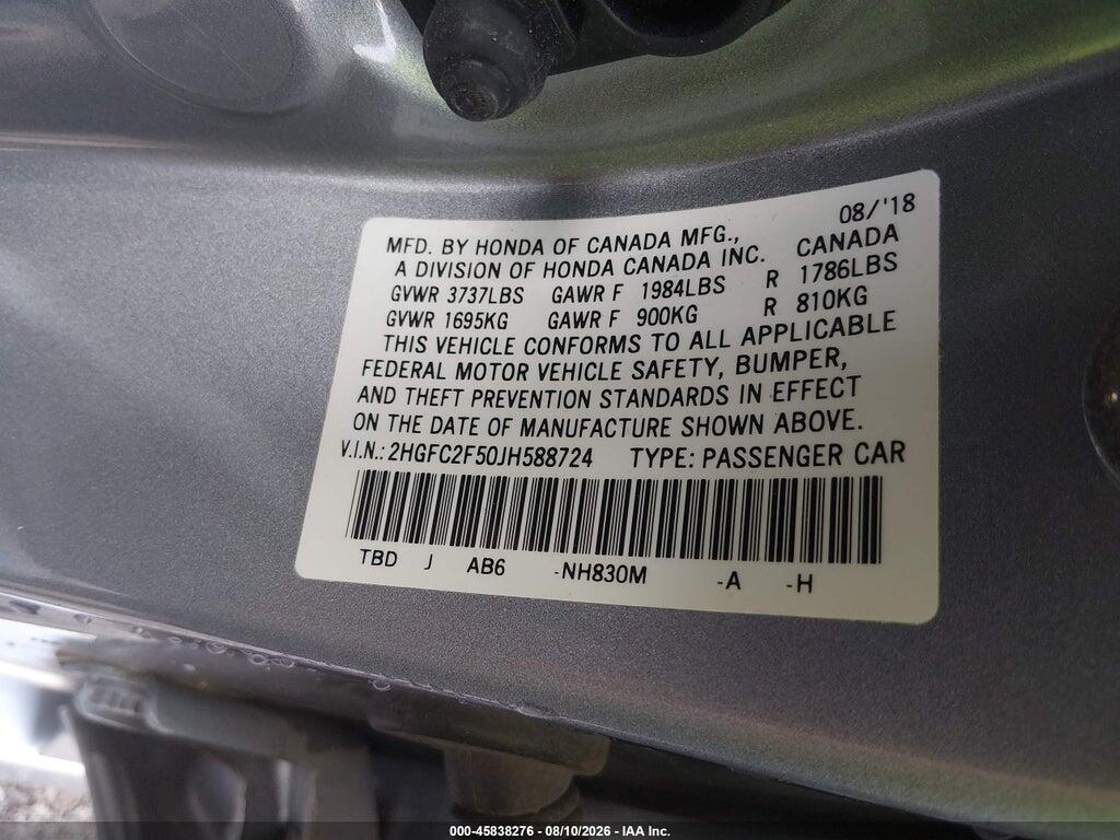 2HGFC2F50JH588724 2018 HONDA CIVIC photo no. 9