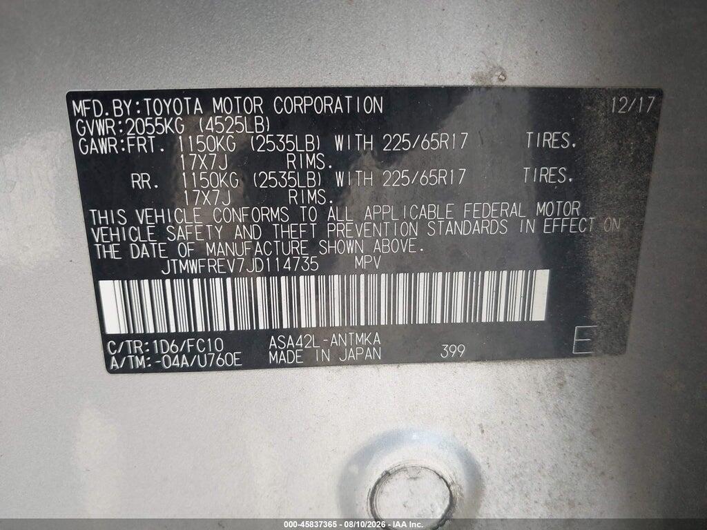 JTMWFREV7JD114735 2018 TOYOTA RAV4 photo no. 9
