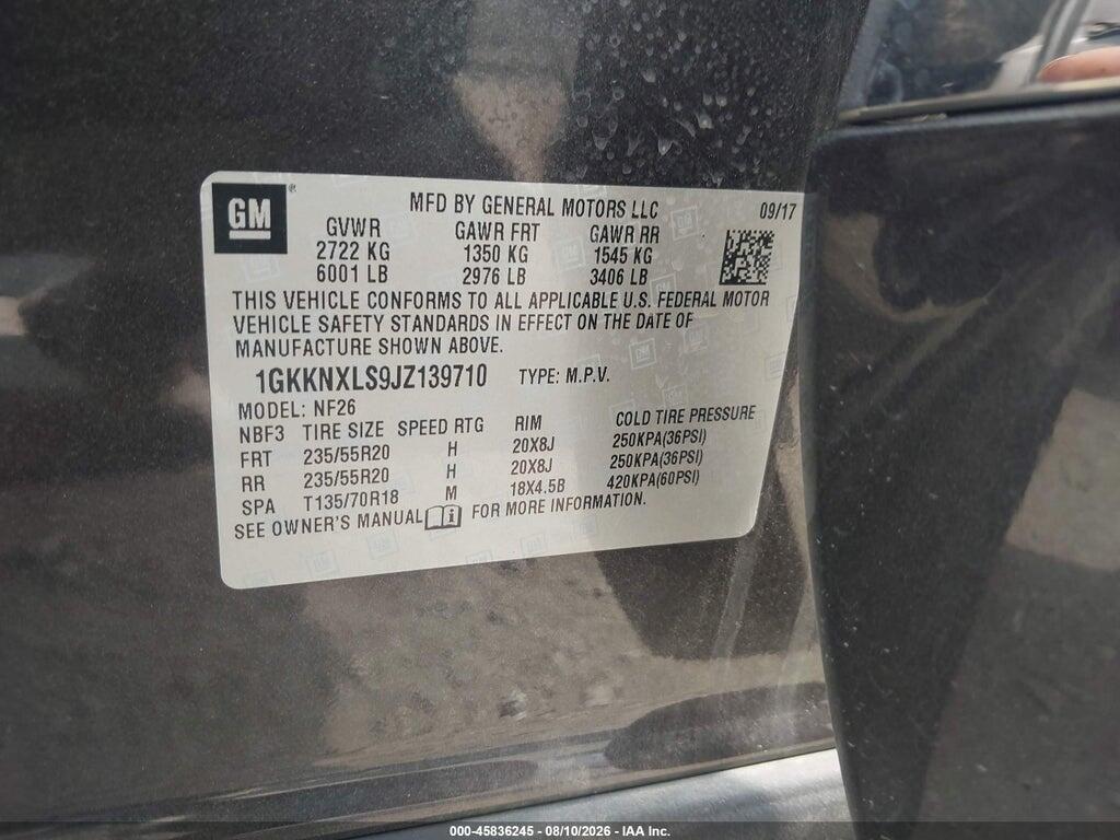 1GKKNXLS9JZ139710 2018 GMC ACADIA photo no. 9