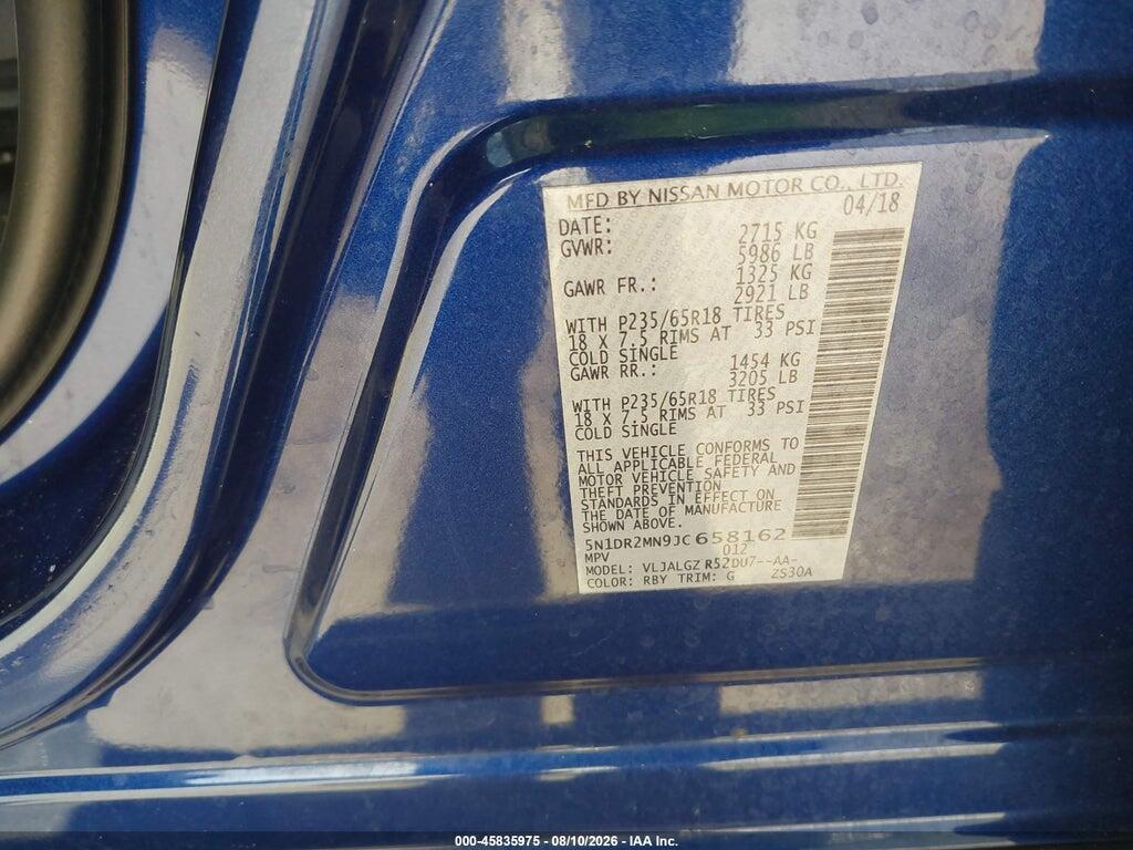 5N1DR2MN9JC658162 2018 NISSAN PATHFINDER photo no. 9