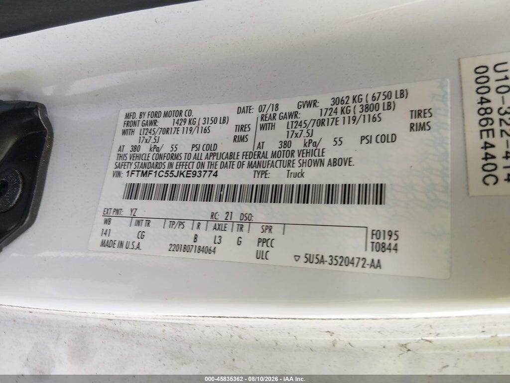 1FTMF1C55JKE93774 2018 FORD F-150 photo no. 9