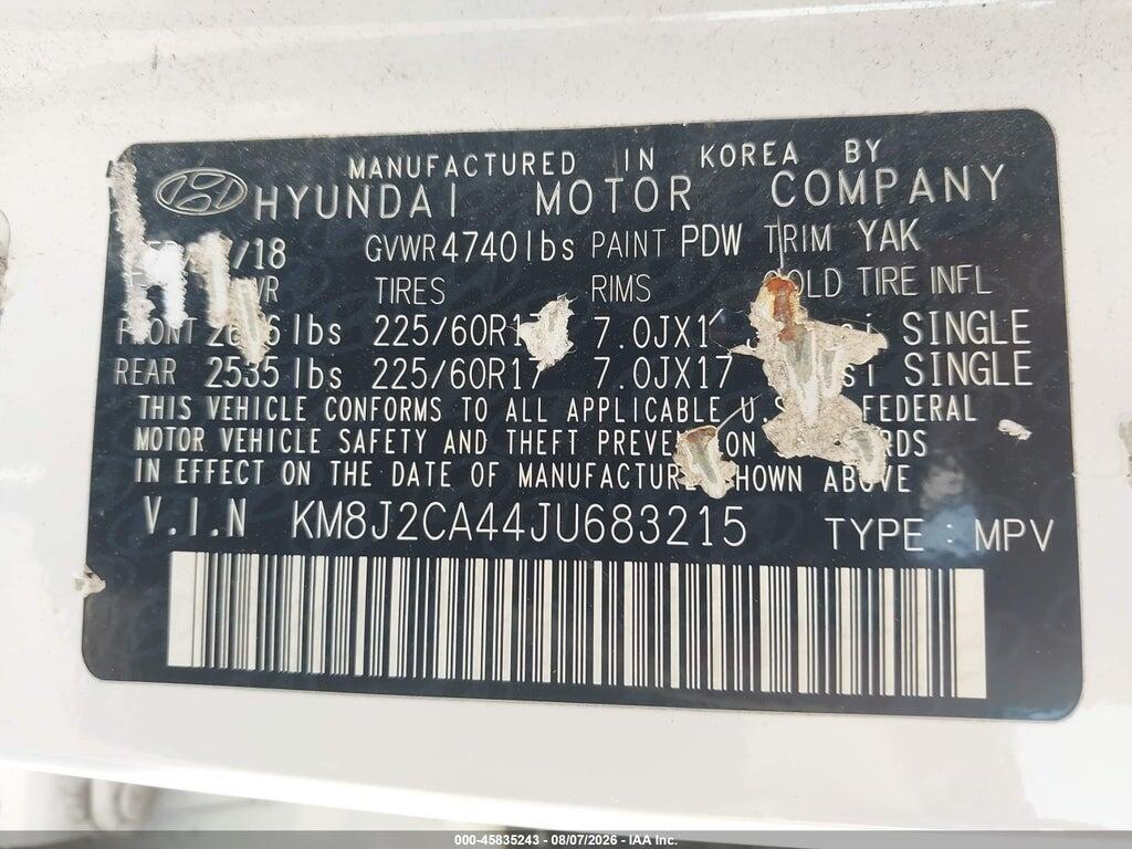KM8J2CA44JU683215 2018 HYUNDAI TUCSON photo no. 9