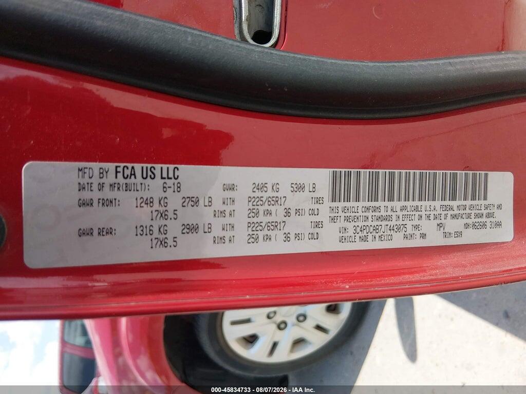 3C4PDCAB7JT443075 2018 DODGE JOURNEY photo no. 9