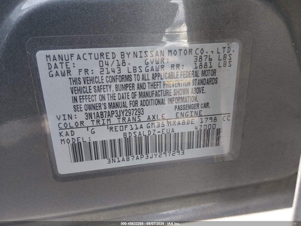 3N1AB7AP3JY297293 2018 NISSAN SENTRA photo no. 9