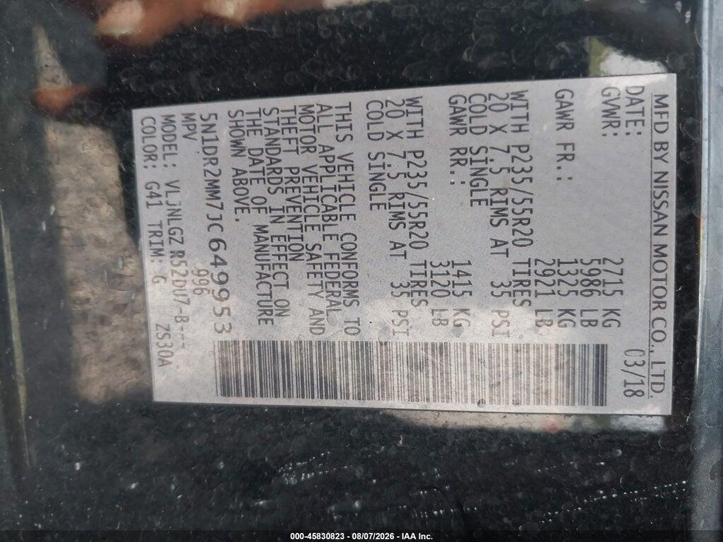 5N1DR2MM7JC649953 2018 NISSAN PATHFINDER photo no. 9