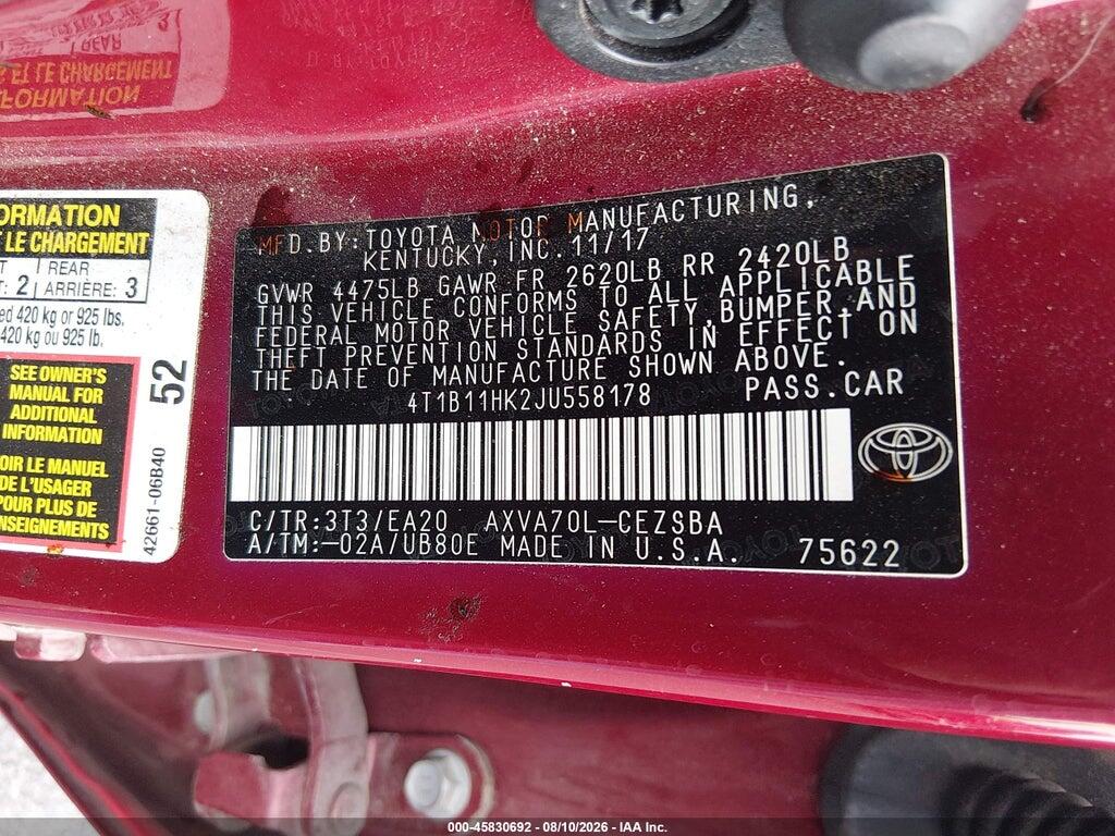 4T1B11HK2JU558178 2018 TOYOTA CAMRY photo no. 9