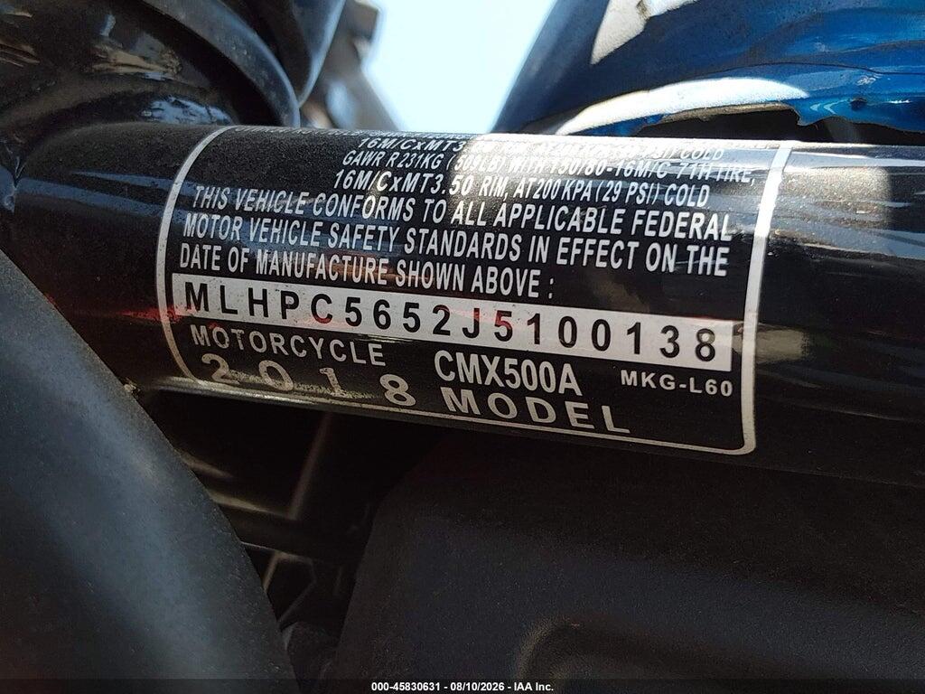 MLHPC5652J5100138 2018 HONDA CMX500 photo no. 10