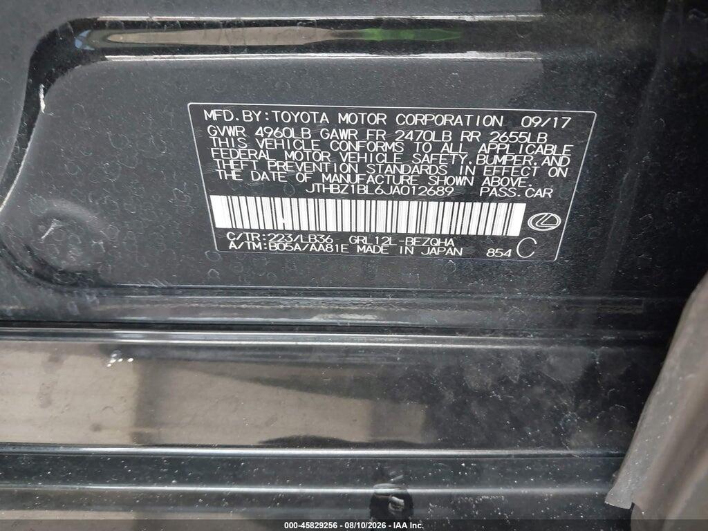 JTHBZ1BL6JA012689 2018 LEXUS GS 350 photo no. 9