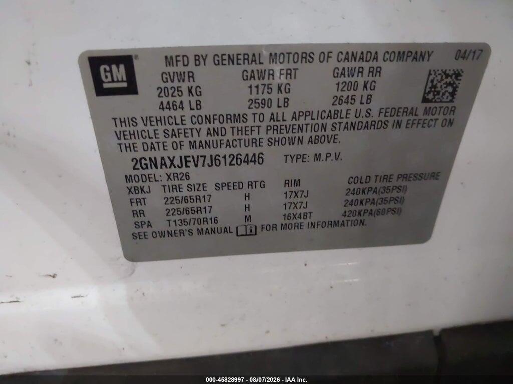 2GNAXJEV7J6126446 2018 CHEVROLET EQUINOX photo no. 9