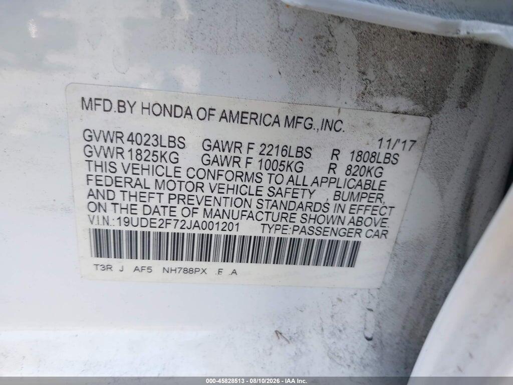 19UDE2F72JA001201 2018 ACURA ILX photo no. 9