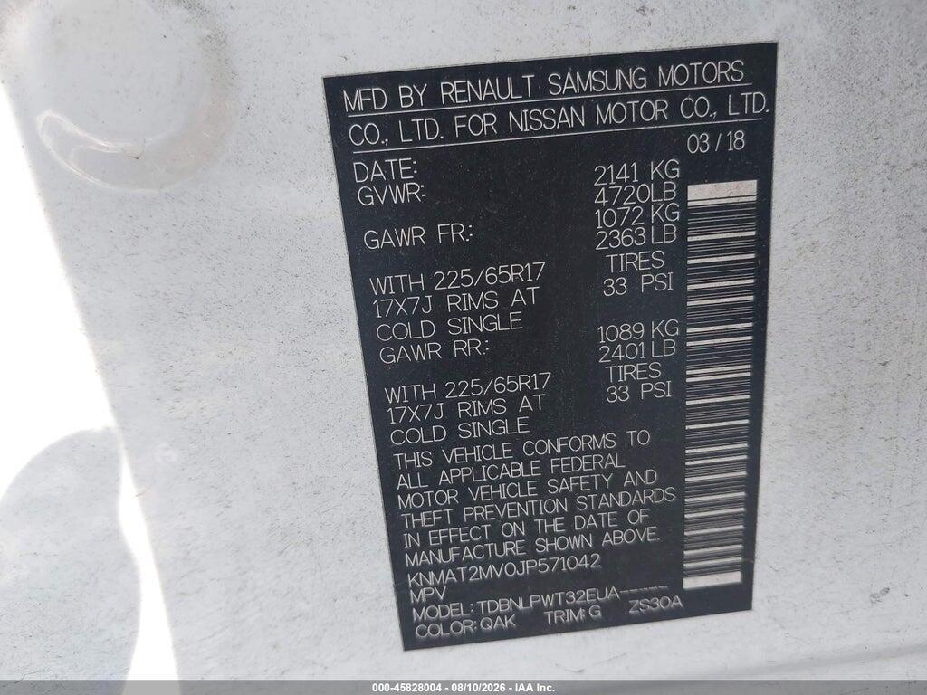 KNMAT2MV0JP571042 2018 NISSAN ROGUE photo no. 9