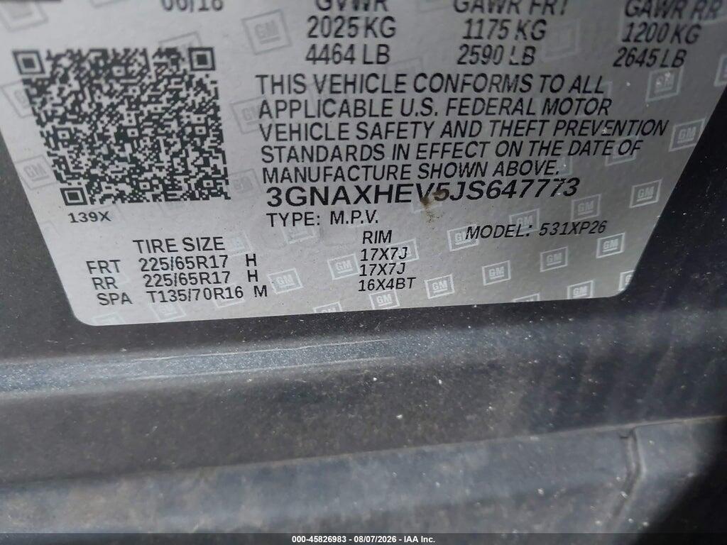 3GNAXHEV5JS647773 2018 CHEVROLET EQUINOX photo no. 9