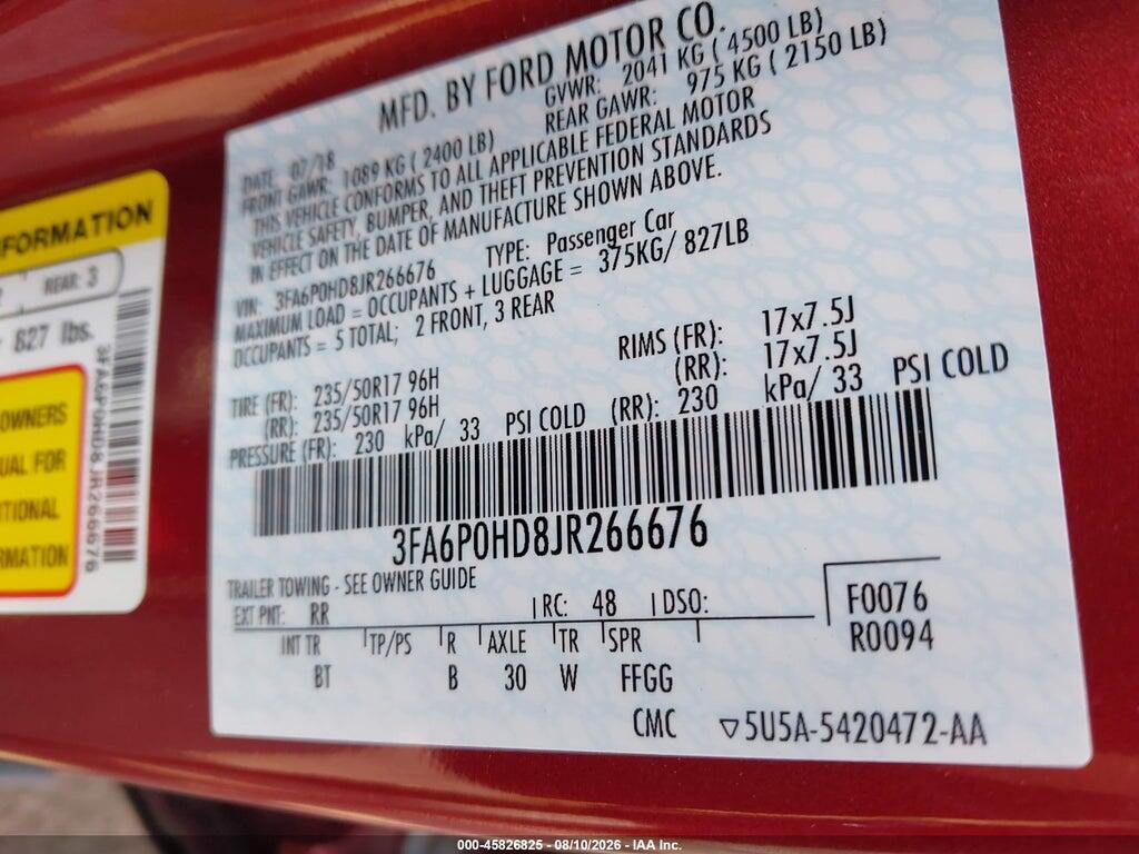 3FA6P0HD8JR266676 2018 FORD FUSION photo no. 9