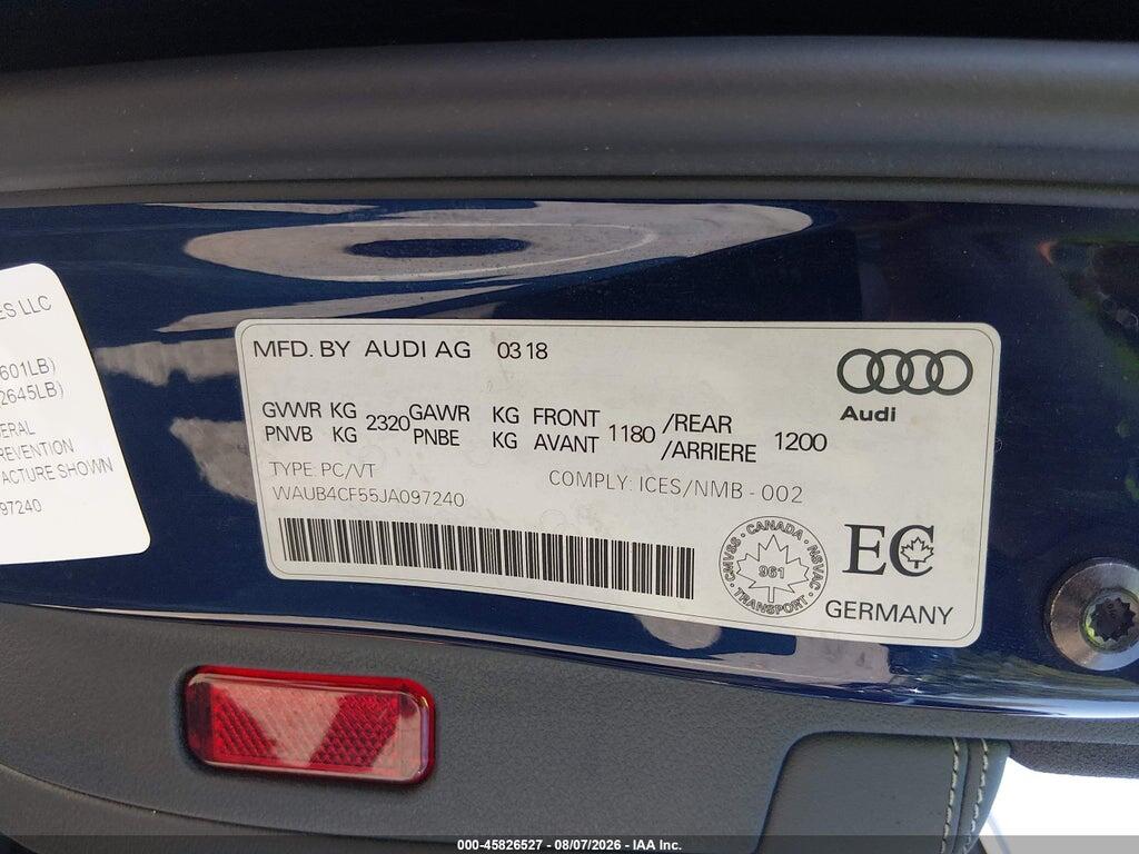 WAUB4CF55JA097240 2018 AUDI S5 photo no. 9