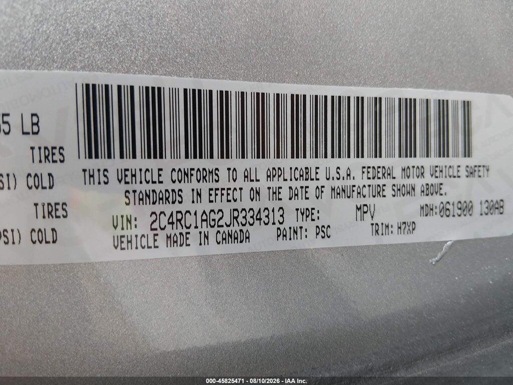 2C4RC1AG2JR334313 2018 CHRYSLER PACIFICA photo no. 9