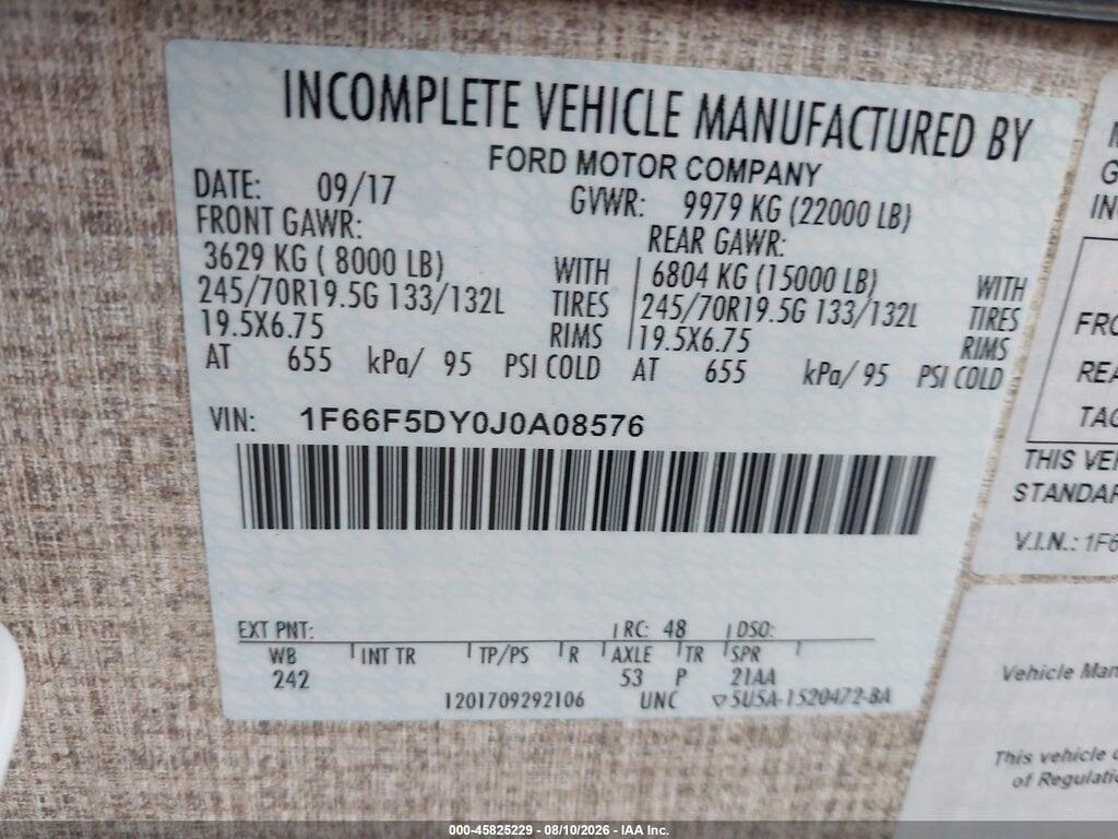 1F66F5DY0J0A08576 2018 FORD F53 photo no. 9